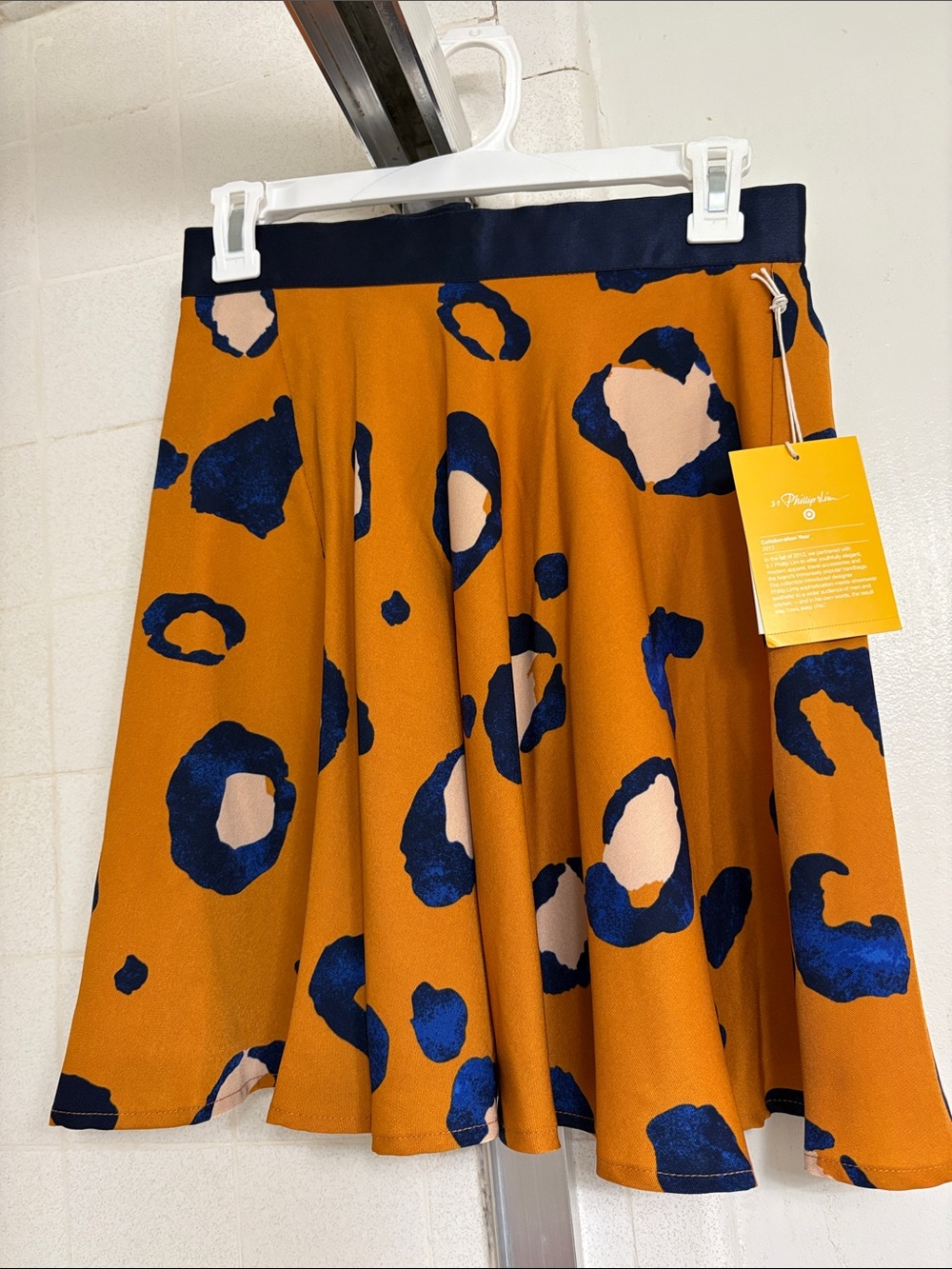3.1 Phillip Lim for Target A-line Skirt in Mustard Orange / Navy and Cream Spots
